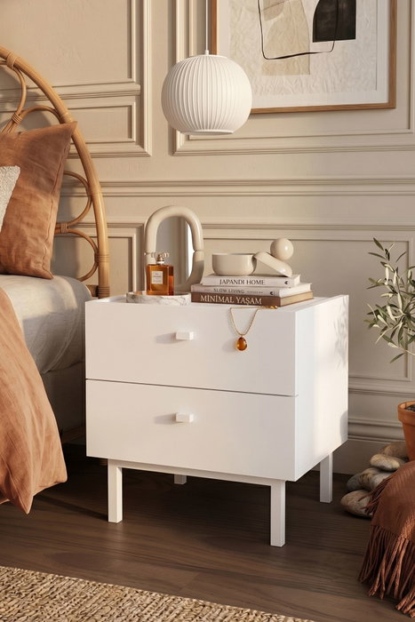 Hanah Home Luke - LK1-W Mesita de noche Blanca